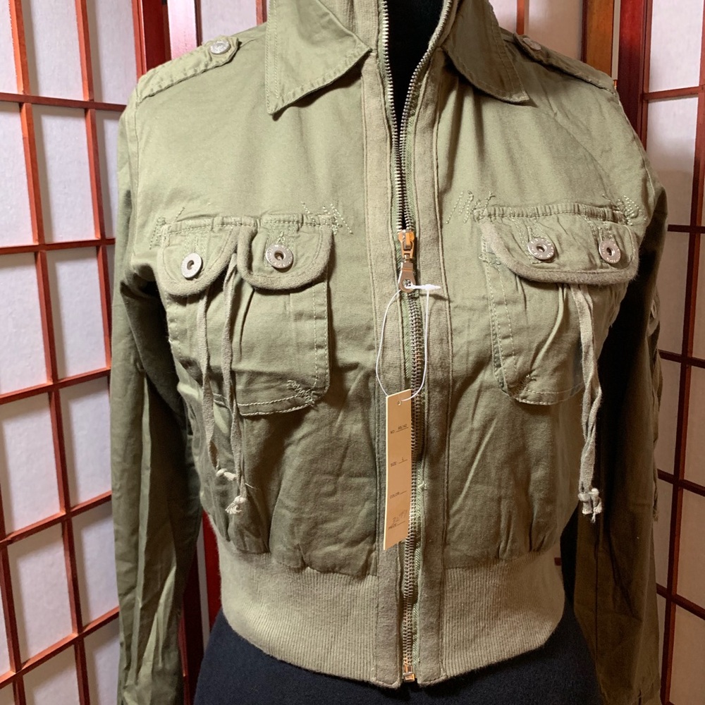 Women’s cotton bomber jacket, olive green, L